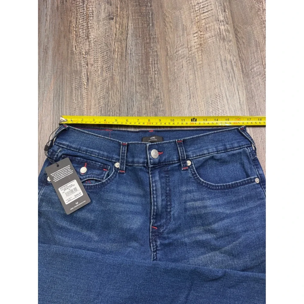 True Religion Geno Big T Flap Slim Jeans Mens 34 Dark Shivering Wash 701182